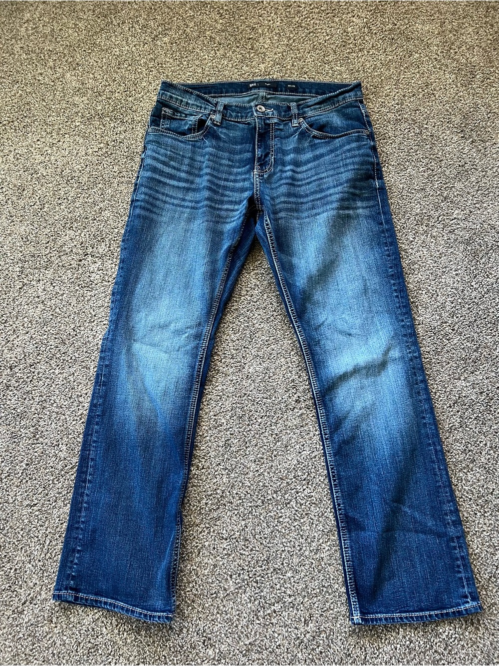 Vintage BKE Derek Denim Jean 33x32(31) Distressed Y2K Skater Grunge Thick Stitch